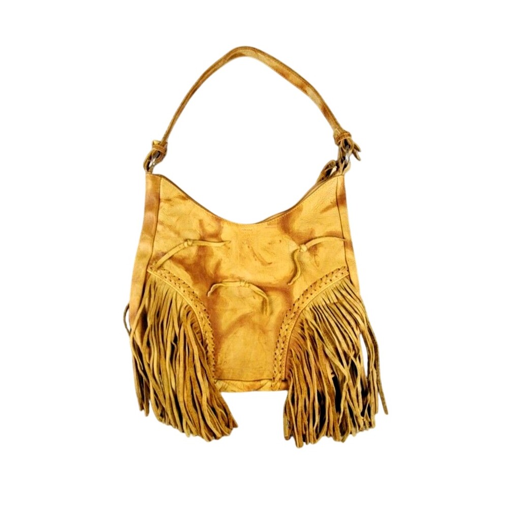 Kobler Hobo Bag Womens Medium Tan Leather Fringe Western Shoulder Boho Purse